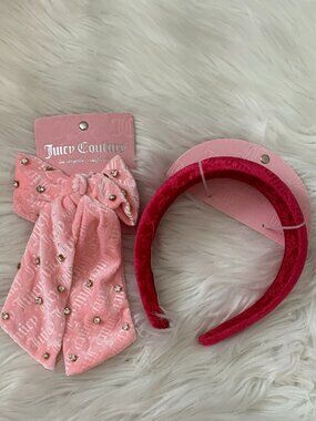 JUICY COUTURE Velvet Hair Headband & Bow Barrette SET of 2